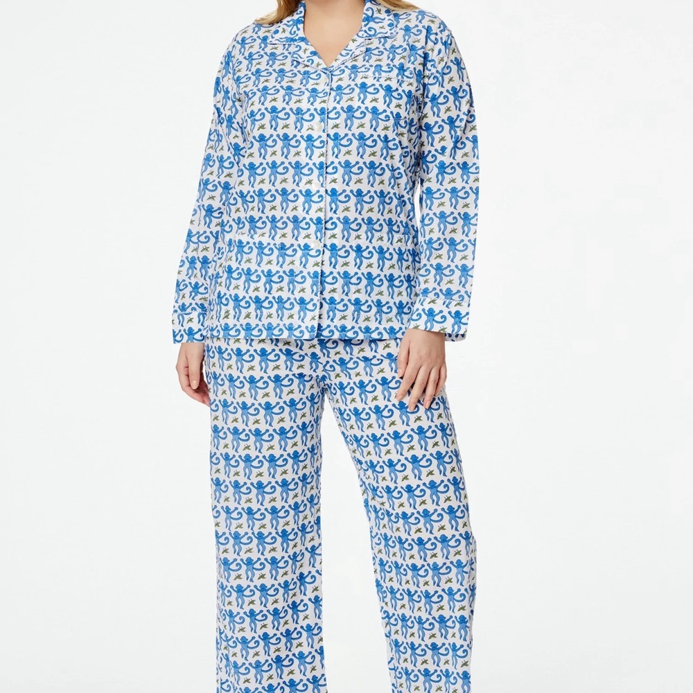 Roller Rabbit Blue Monkey Loungewear Set